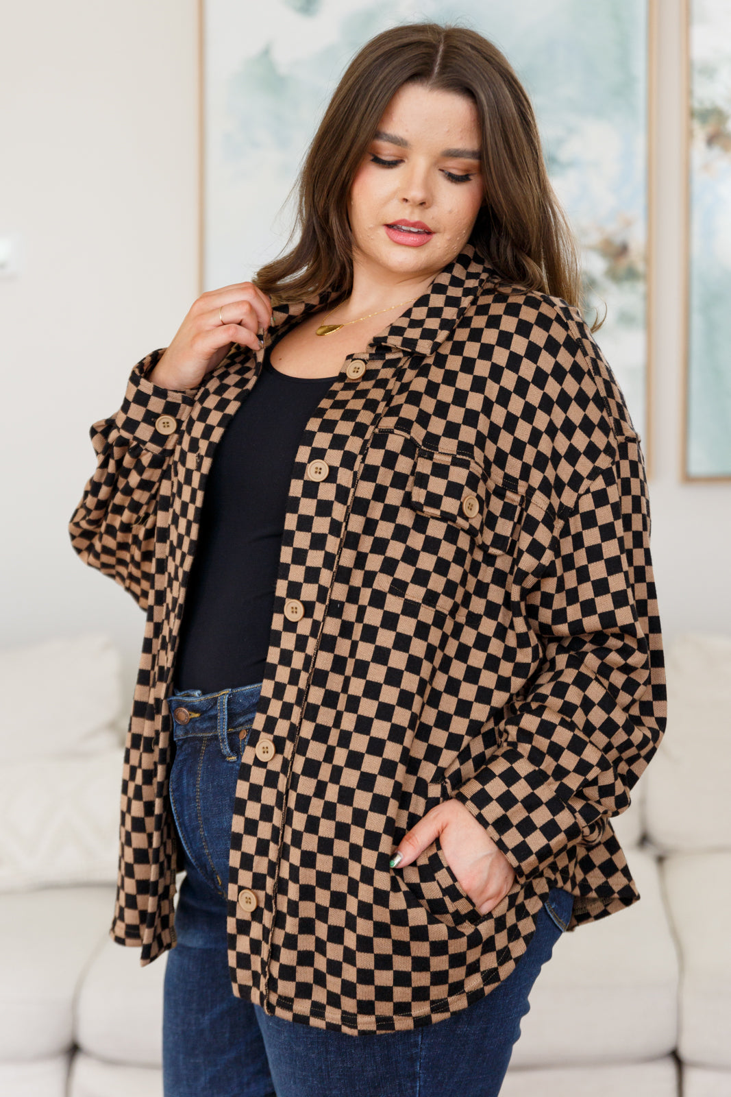 Safe Secrets Checkered Shacket - Southern Divas Boutique