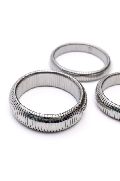 Sassy but Classy Ribbed Bangles in Silver Set of 3 - Southern Divas Boutique