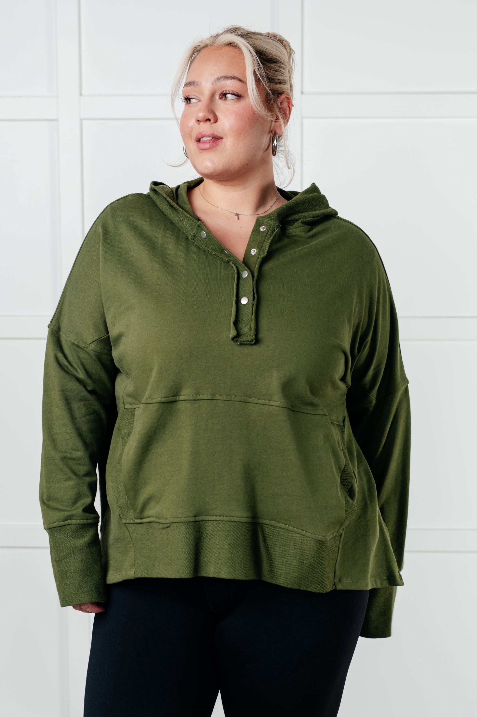 Simple Snug Snap Hooded Pullover - Southern Divas Boutique