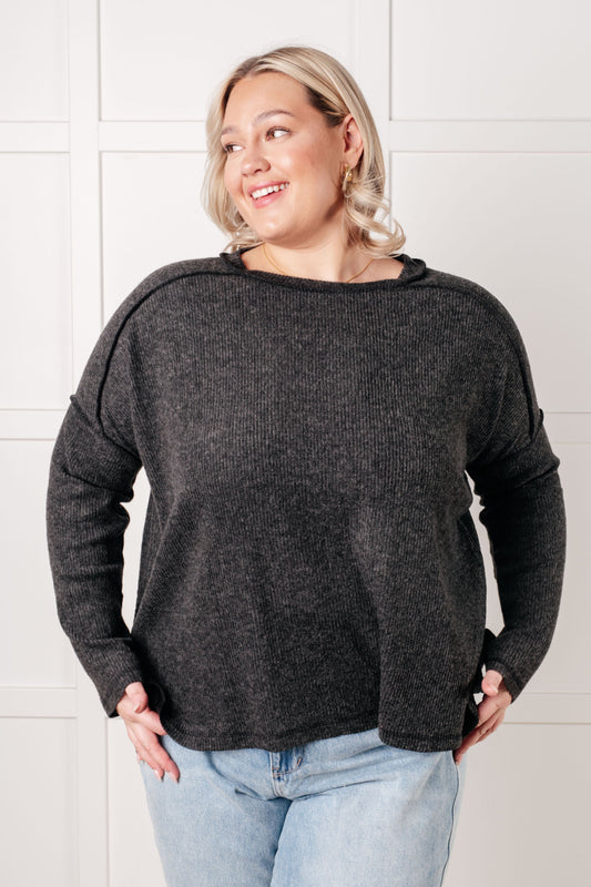 Simply Basic Ribbed Hacci Sweater in Black - Southern Divas Boutique