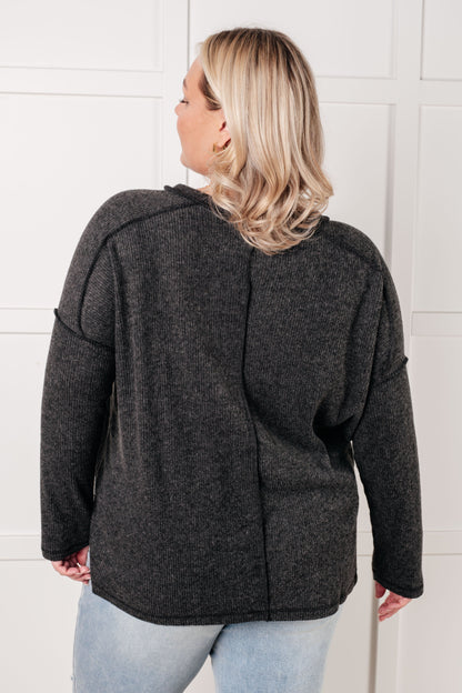 Simply Basic Ribbed Hacci Sweater in Black - Southern Divas Boutique