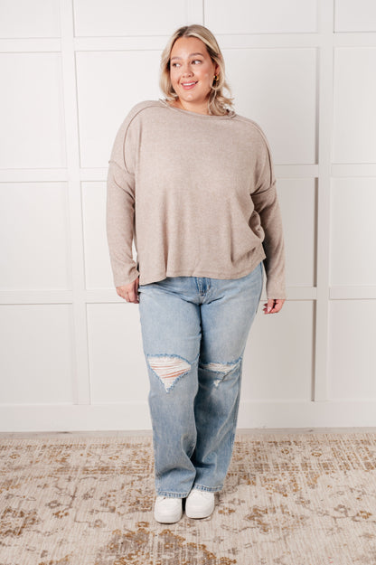 Simply Basic Ribbed Hacci Sweater in H Mocha - Southern Divas Boutique