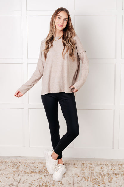 Simply Basic Ribbed Hacci Sweater in H Mocha - Southern Divas Boutique