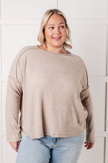 Simply Basic Ribbed Hacci Sweater in H Mocha - Southern Divas Boutique