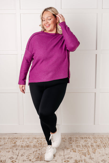 Simply Basic Ribbed Hacci Sweater in Light Plum - Southern Divas Boutique