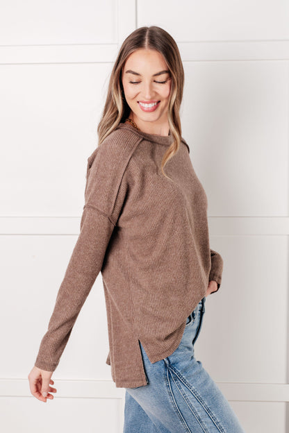 Simply Basic Ribbed Hacci Sweater in Mocha - Southern Divas Boutique