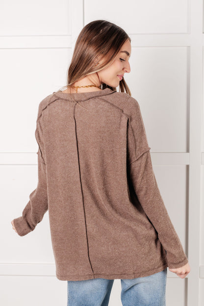 Simply Basic Ribbed Hacci Sweater in Mocha - Southern Divas Boutique