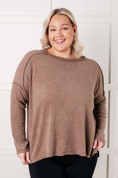 Simply Basic Ribbed Hacci Sweater in Mocha - Southern Divas Boutique