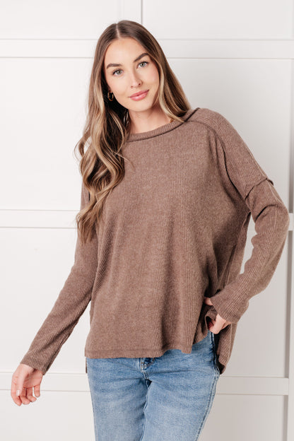 Simply Basic Ribbed Hacci Sweater in Mocha - Southern Divas Boutique