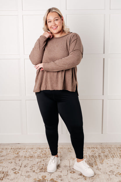 Simply Basic Ribbed Hacci Sweater in Mocha - Southern Divas Boutique