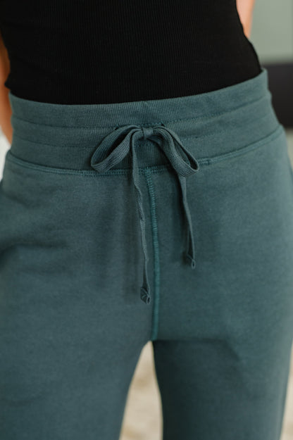 Slow Mornings High Waisted Sweats in Jungle Green - Southern Divas Boutique