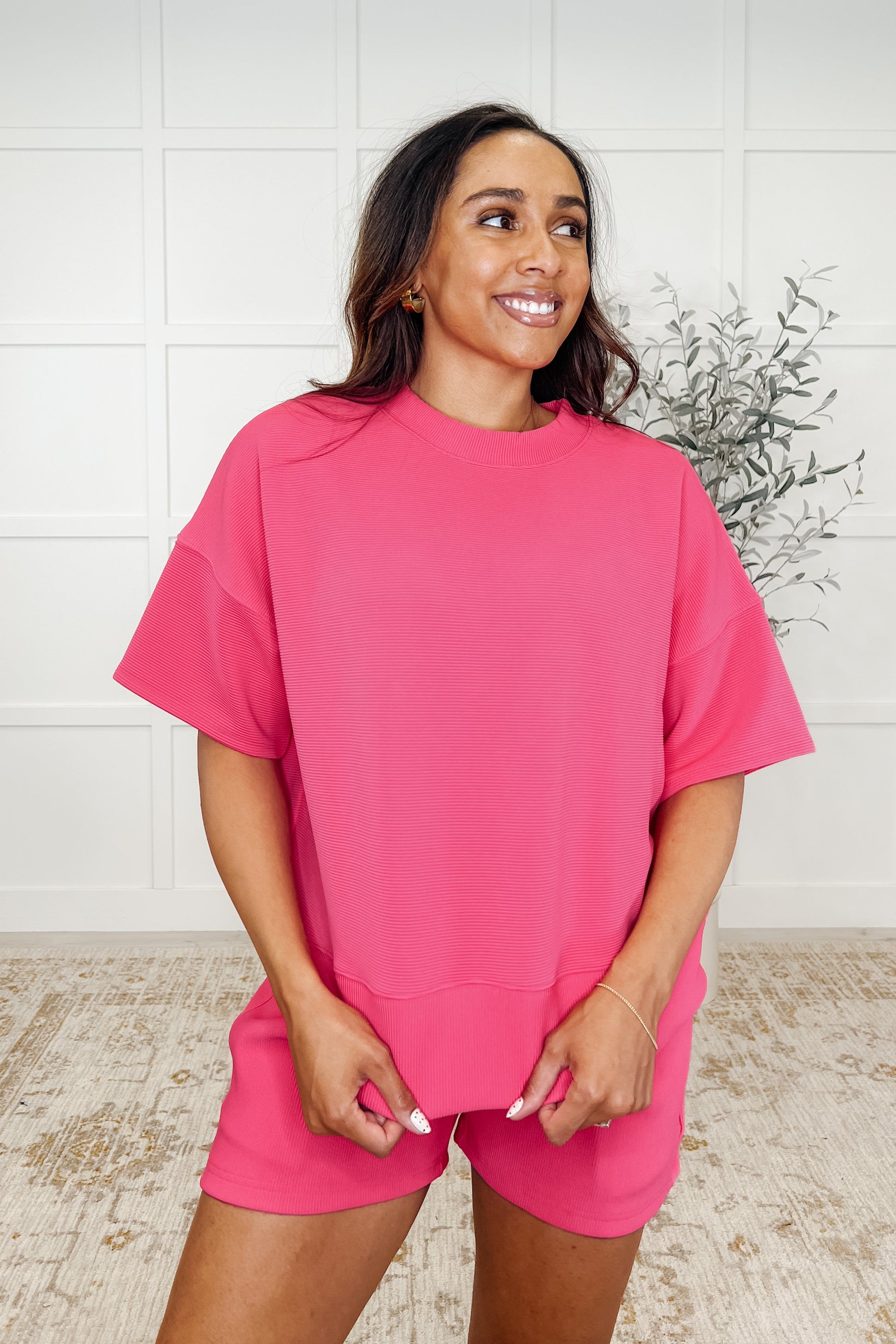 Slow Sunday Ribbed Knit Set in Hot Pink - Southern Divas Boutique