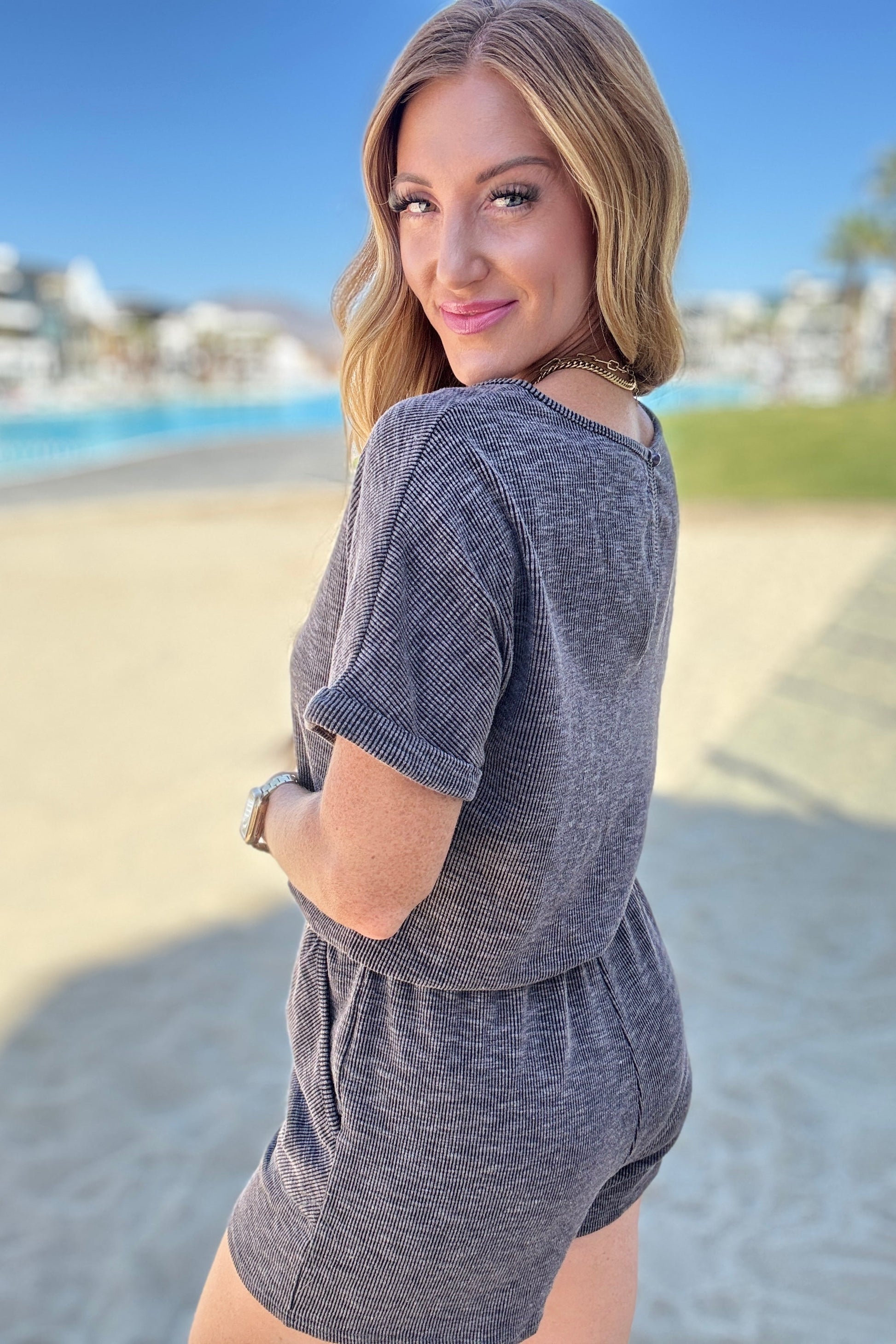 So Sure Short Sleeve Romper - Southern Divas Boutique