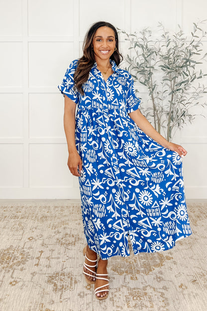 Soft Sonata V-Neck Dress in Blue - Southern Divas Boutique