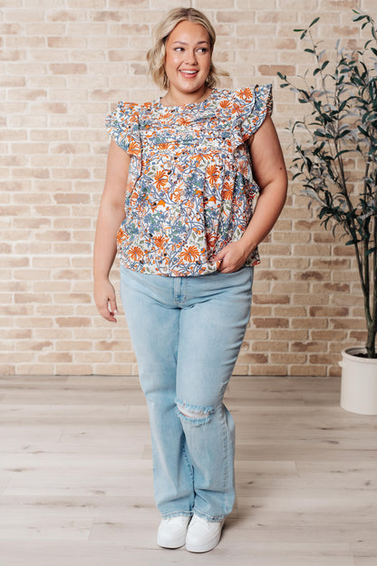Something Peaceful Flutter Sleeve Blouse - Southern Divas Boutique
