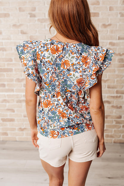 Something Peaceful Flutter Sleeve Blouse - Southern Divas Boutique