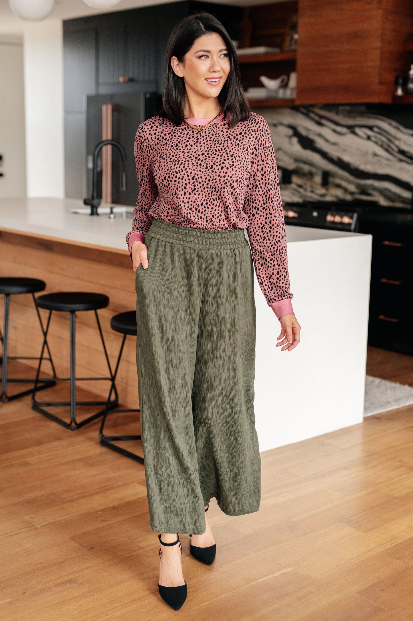 Spotted Around Town Long Sleeve Top - Southern Divas Boutique