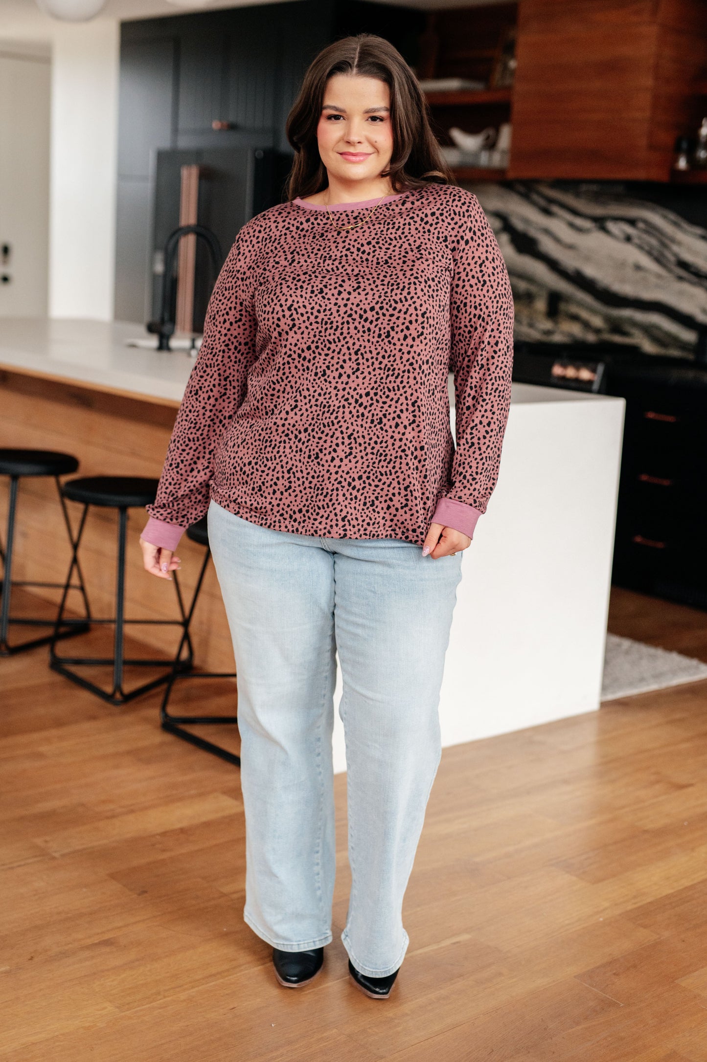 Spotted Around Town Long Sleeve Top - Southern Divas Boutique