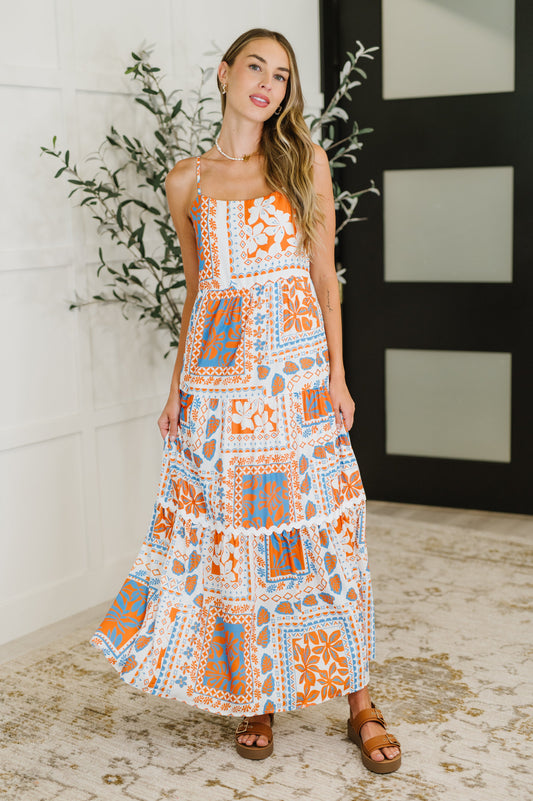 PREORDER: Square Neck Contrast Detail Dress in Orange - Southern Divas Boutique