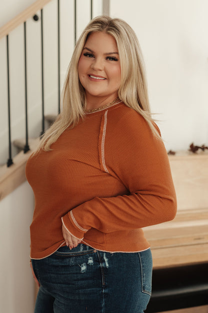 Stitch In Time Waffle Knit Top - Southern Divas Boutique