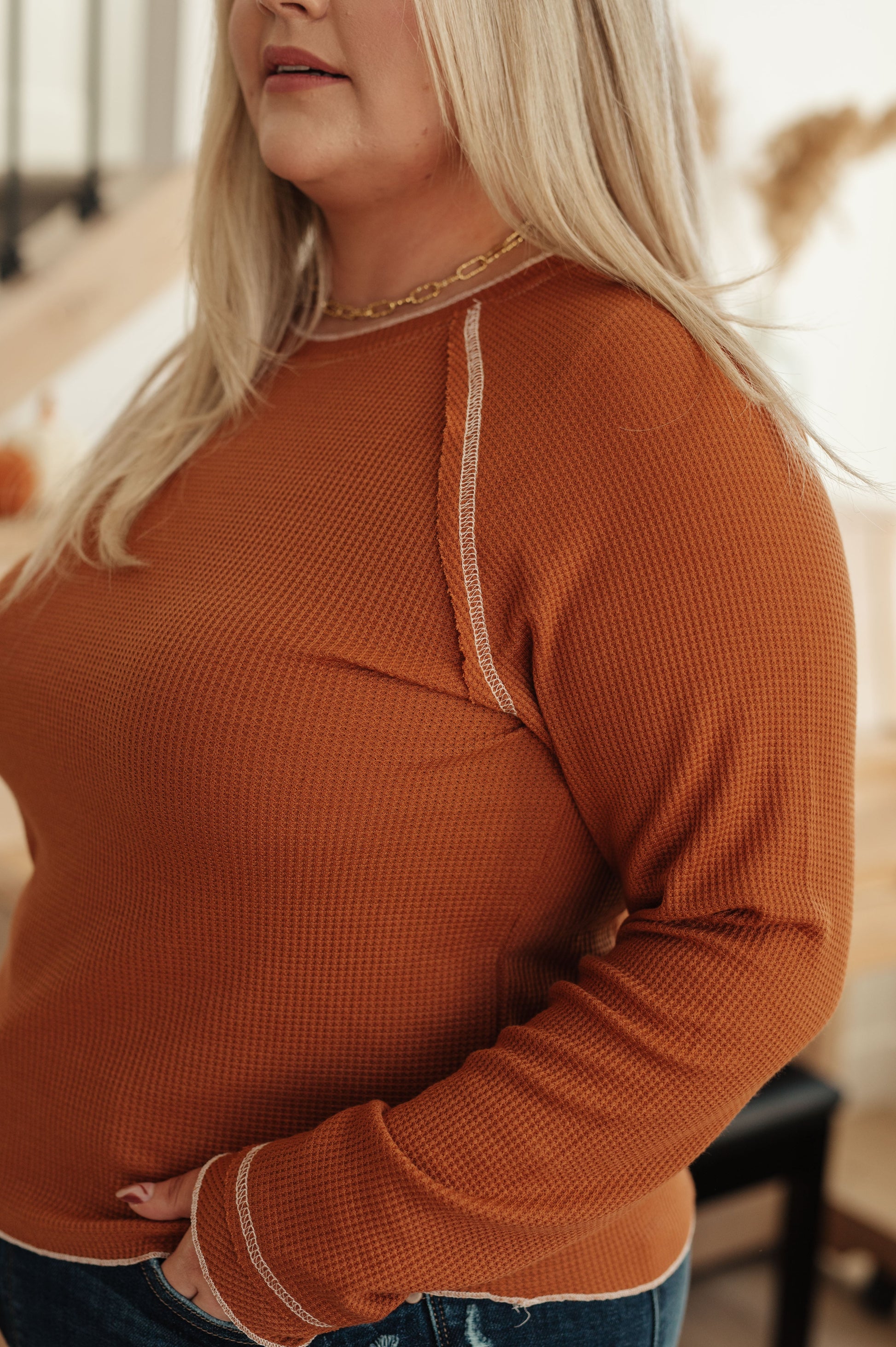 Stitch In Time Waffle Knit Top - Southern Divas Boutique