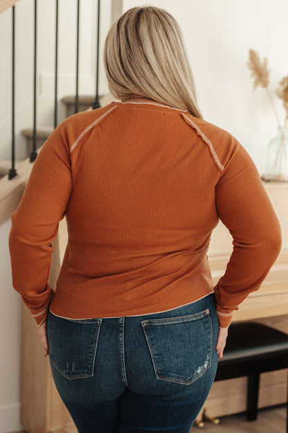 Stitch In Time Waffle Knit Top - Southern Divas Boutique