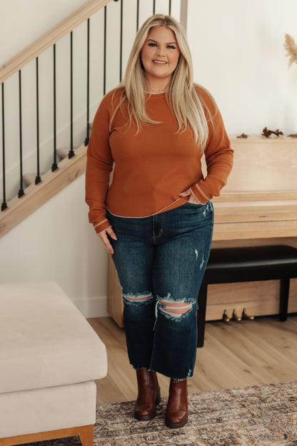 Stitch In Time Waffle Knit Top - Southern Divas Boutique