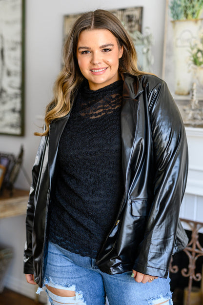 Streets of Dublin Faux Leather Blazer - Southern Divas Boutique
