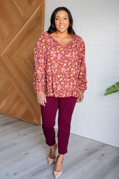 Sunday Brunch Blouse in Rust Floral - Southern Divas Boutique