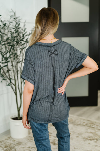 Sunday's Bestie Mineral Wash Top in Ash Black - Southern Divas Boutique