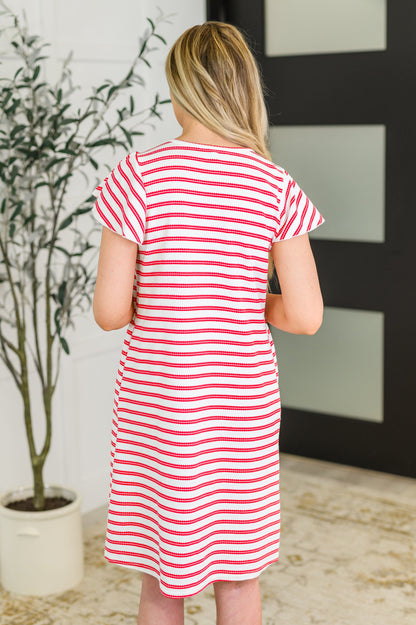 Sunny Stripes Casual Flutter Sleeve Dress - Southern Divas Boutique