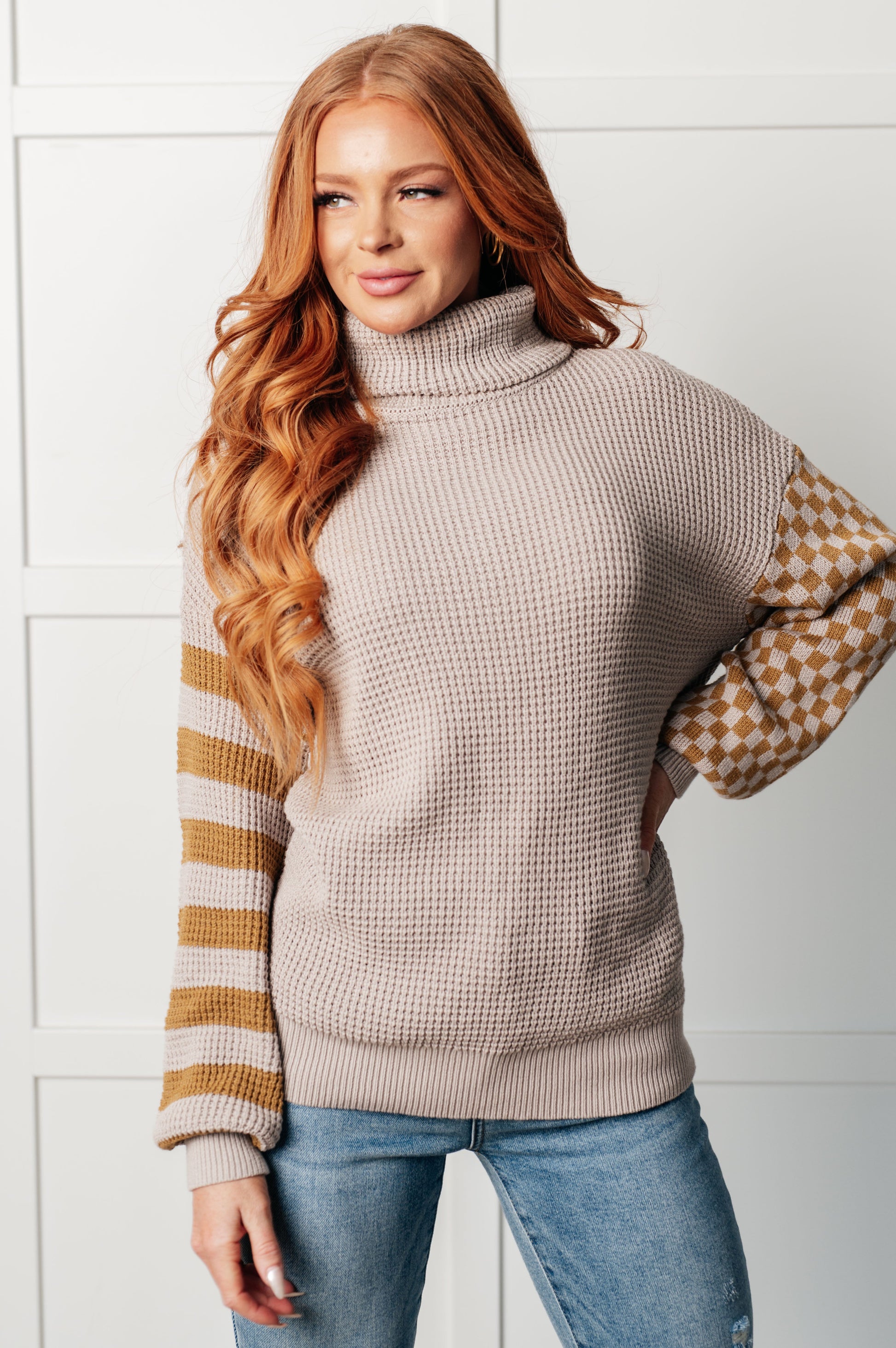 Super Seasonal Patchwork Waffle Knit Sweater - Southern Divas Boutique