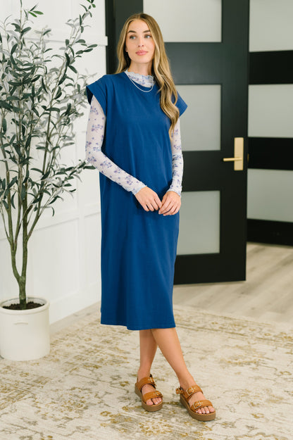 Sweet Like That Casual Dress in Light Navy - Southern Divas Boutique