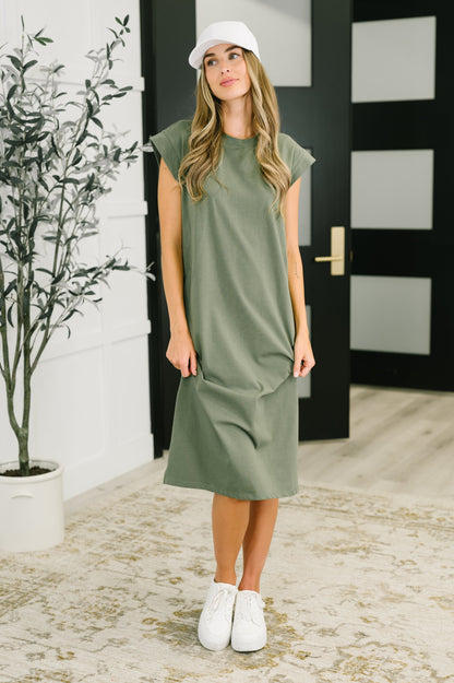Sweet Like That Casual Dress in Light Olive - Southern Divas Boutique