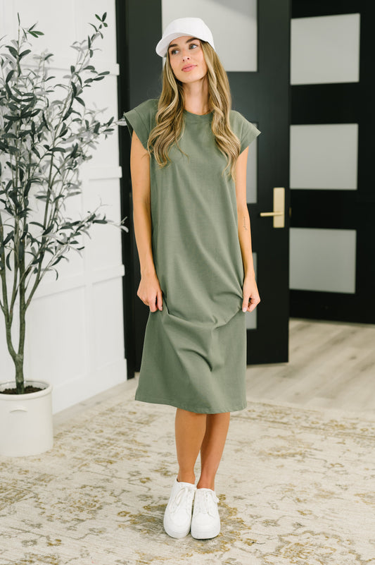 Sweet Like That Casual Dress in Light Olive - Southern Divas Boutique