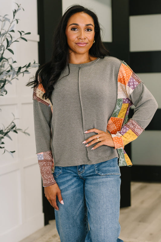 Sweet as Pie Color Block Relaxed Long Sleeve - Southern Divas Boutique