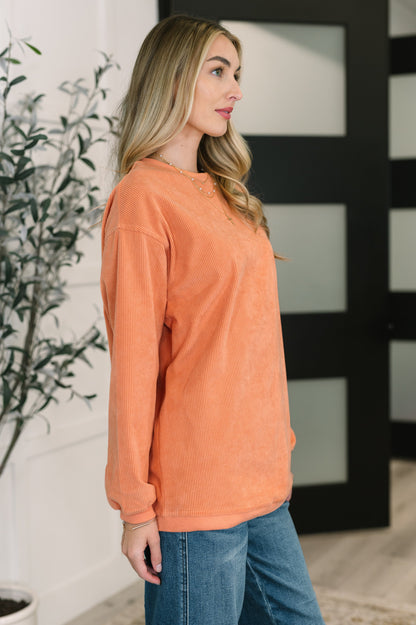 Taking A Drive Oversized Corded Sweatshirt - Southern Divas Boutique