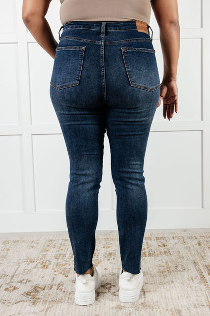 Tessa High Rise Control Top Step Hem Skinny Jeans - Southern Divas Boutique