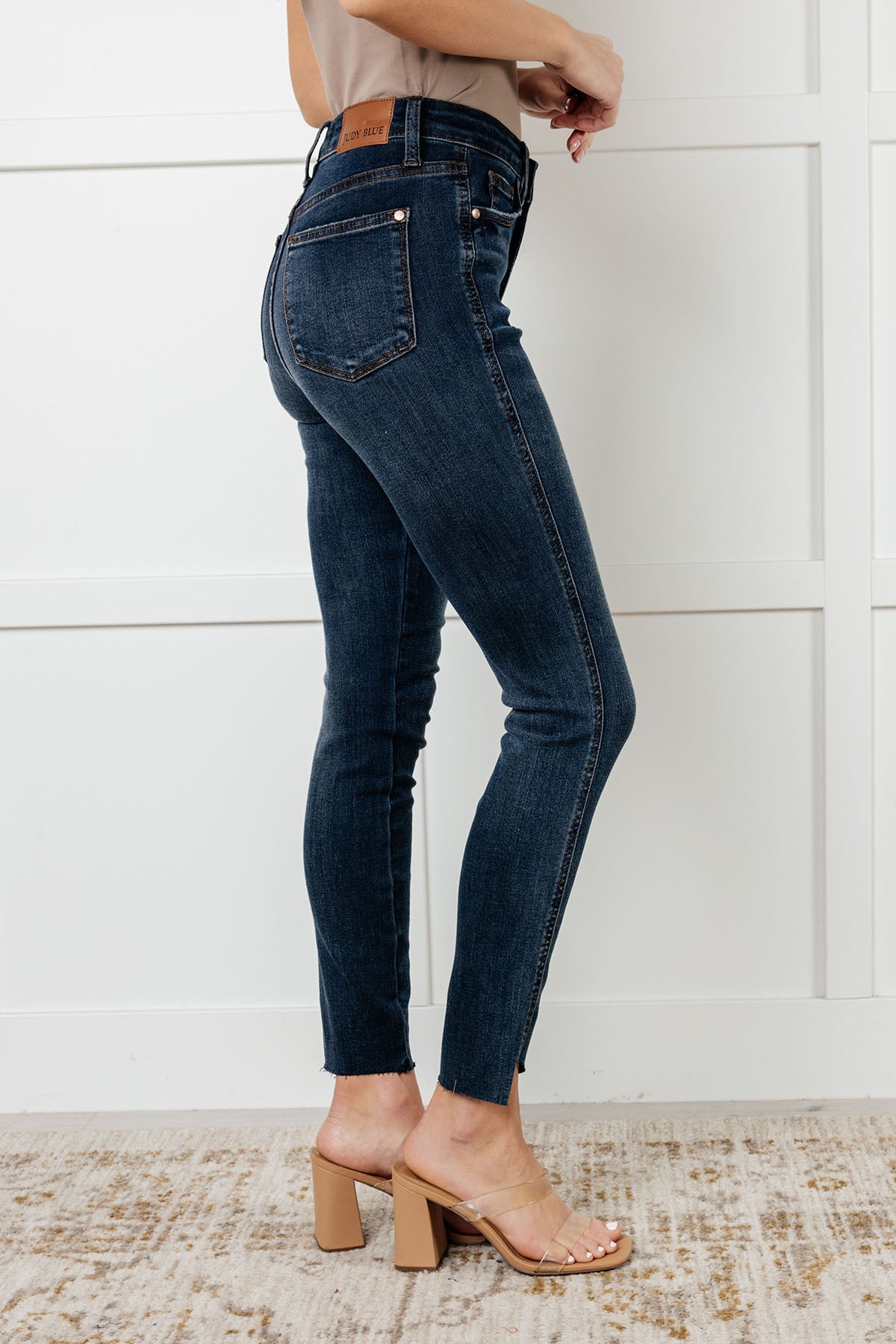 Tessa High Rise Control Top Step Hem Skinny Jeans - Southern Divas Boutique
