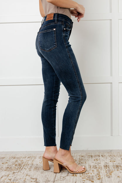 Tessa High Rise Control Top Step Hem Skinny Jeans - Southern Divas Boutique