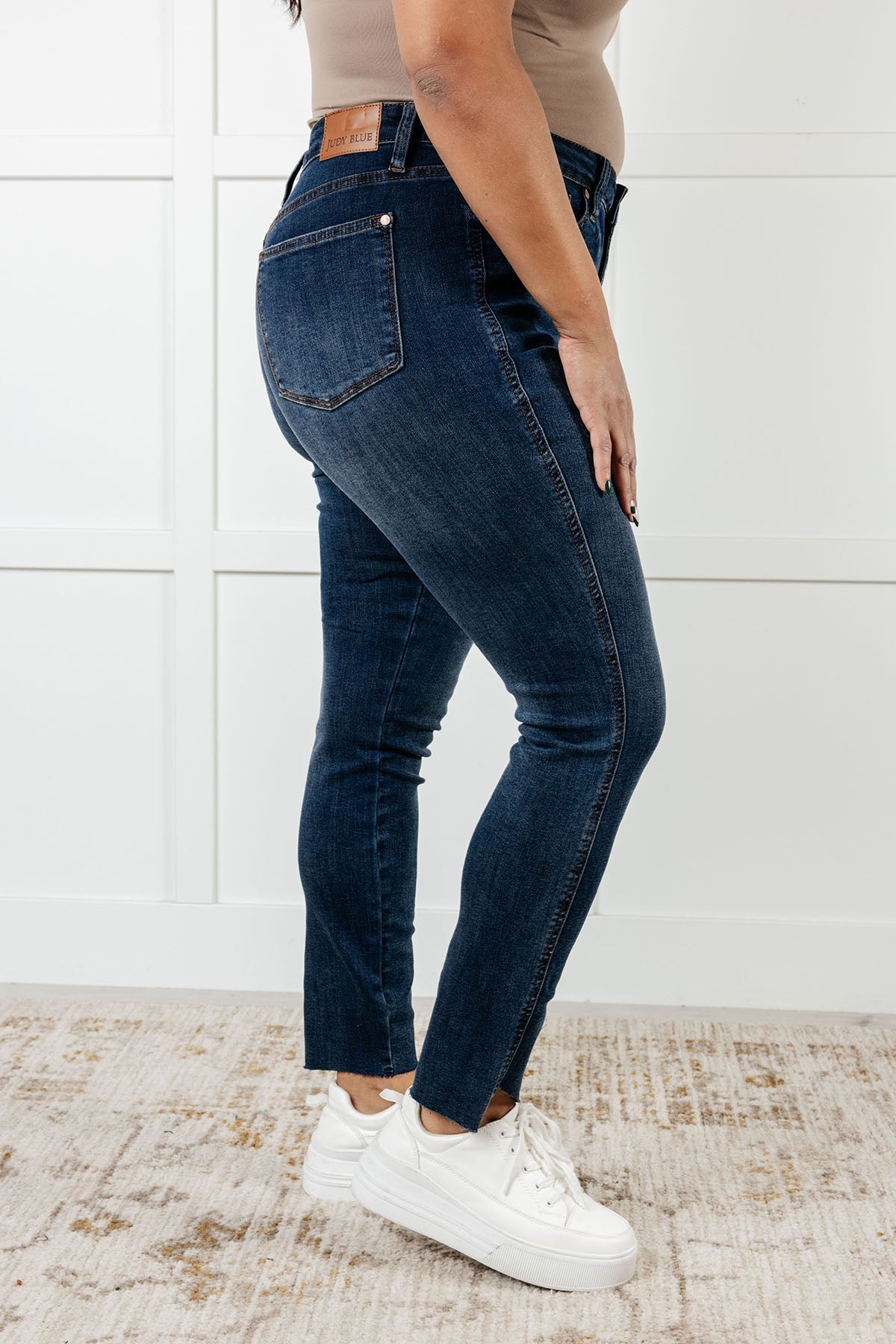 Tessa High Rise Control Top Step Hem Skinny Jeans - Southern Divas Boutique