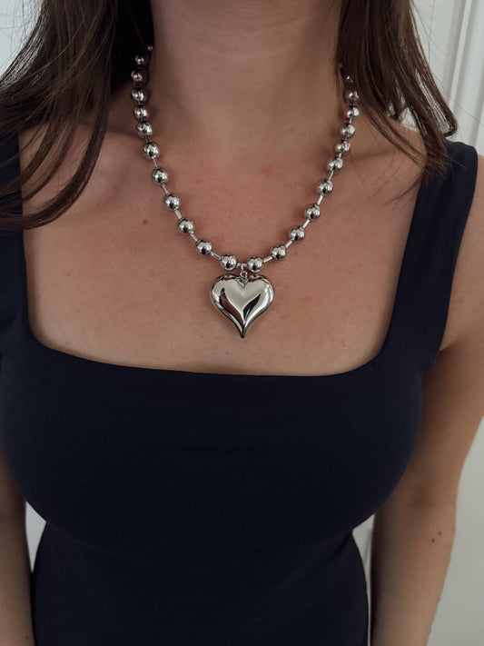 SILVER BUBBLE HEART NECKLACE - Southern Divas Boutique