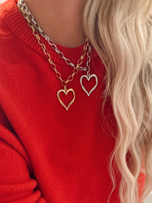 LARGE OPEN HEART NECKLACE - Southern Divas Boutique