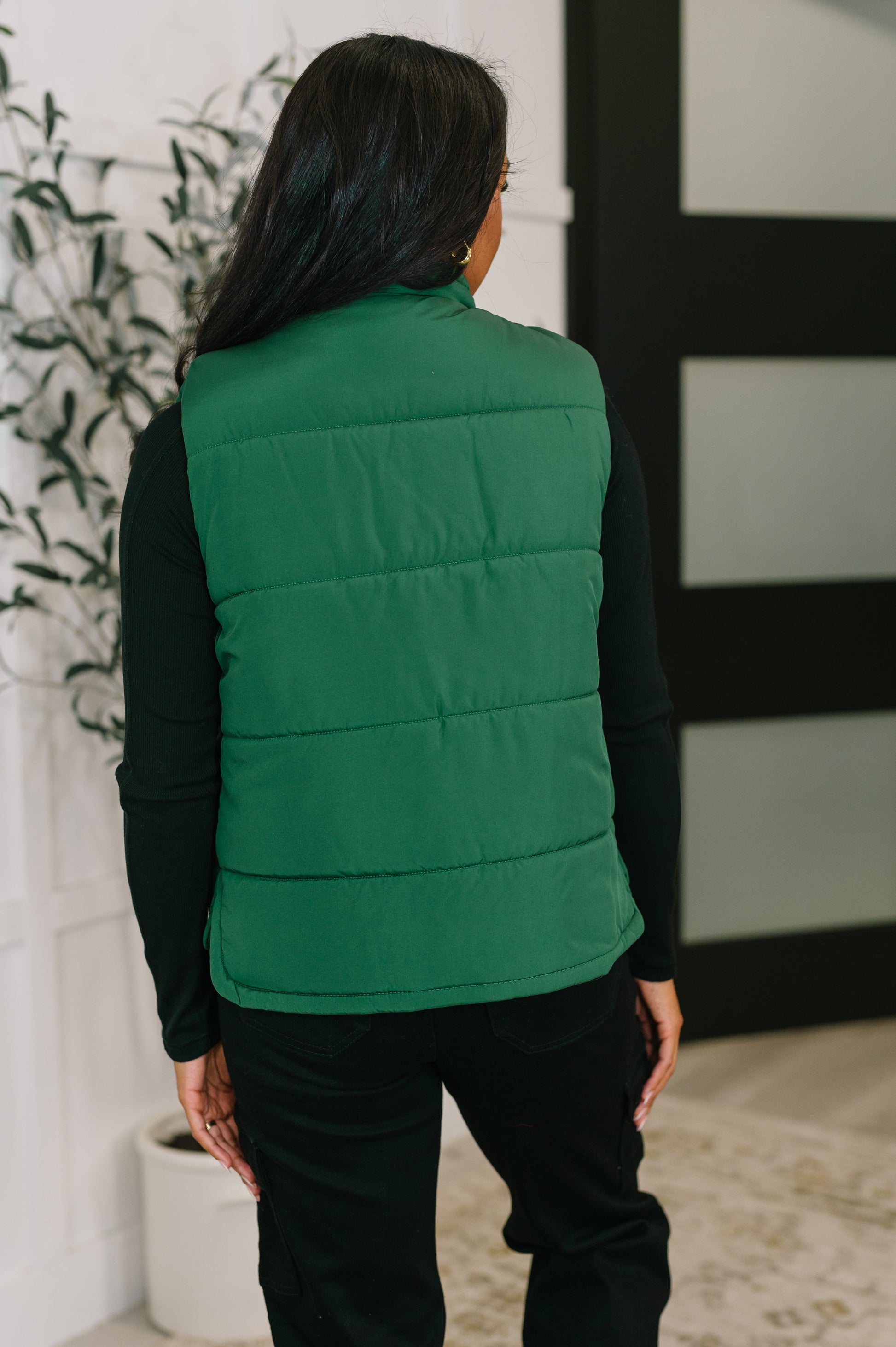 That's What I'm Talkin' About Puffer Vest in Hunter Green - Southern Divas Boutique