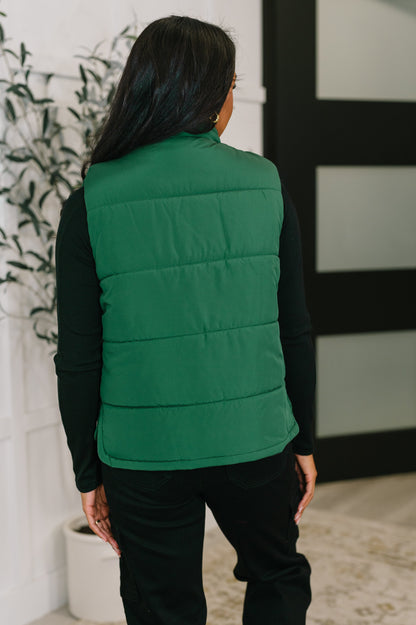That's What I'm Talkin' About Puffer Vest in Hunter Green - Southern Divas Boutique