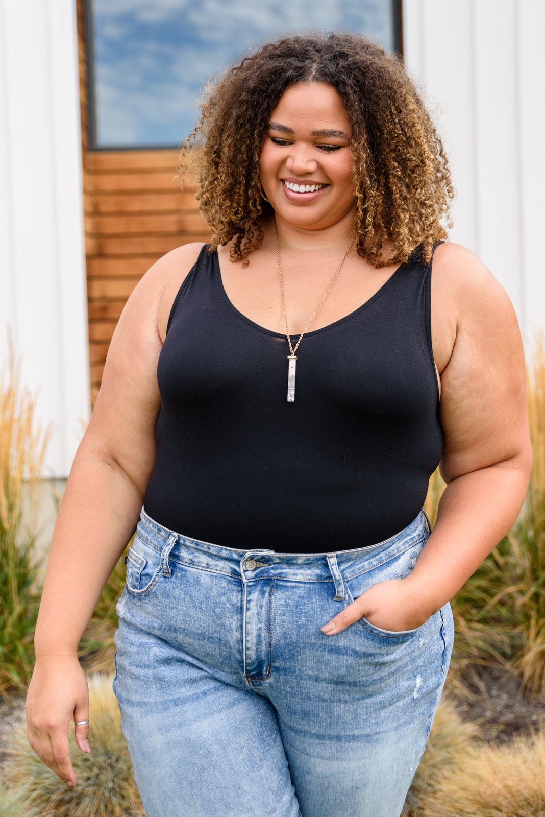 The Basics Bodysuit In Black - Southern Divas Boutique