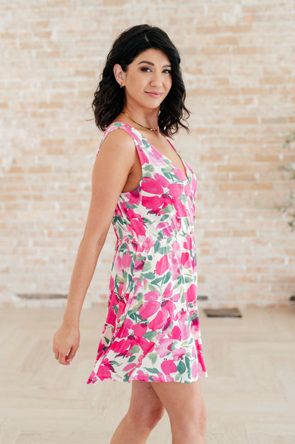 The Sun's Been Quite Kind V-Neck Dress in Pink - Southern Divas Boutique