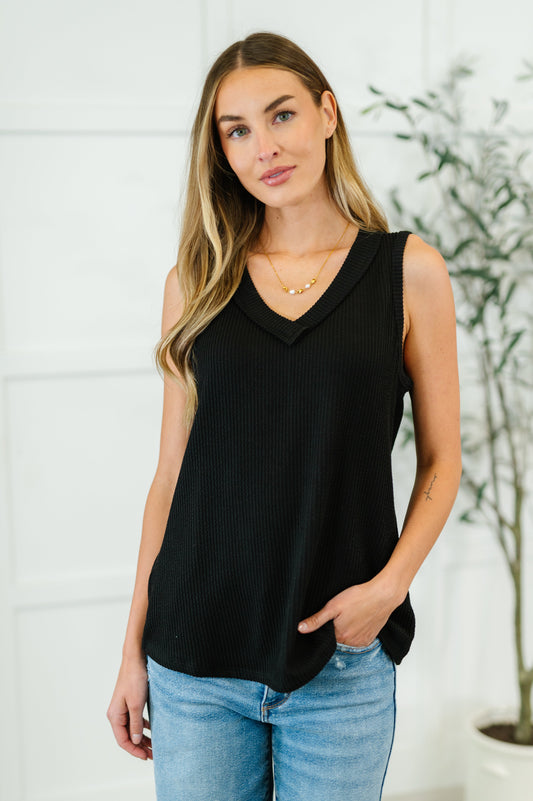 Thread Lightly Ribbed Knit Tank in Black - Southern Divas Boutique