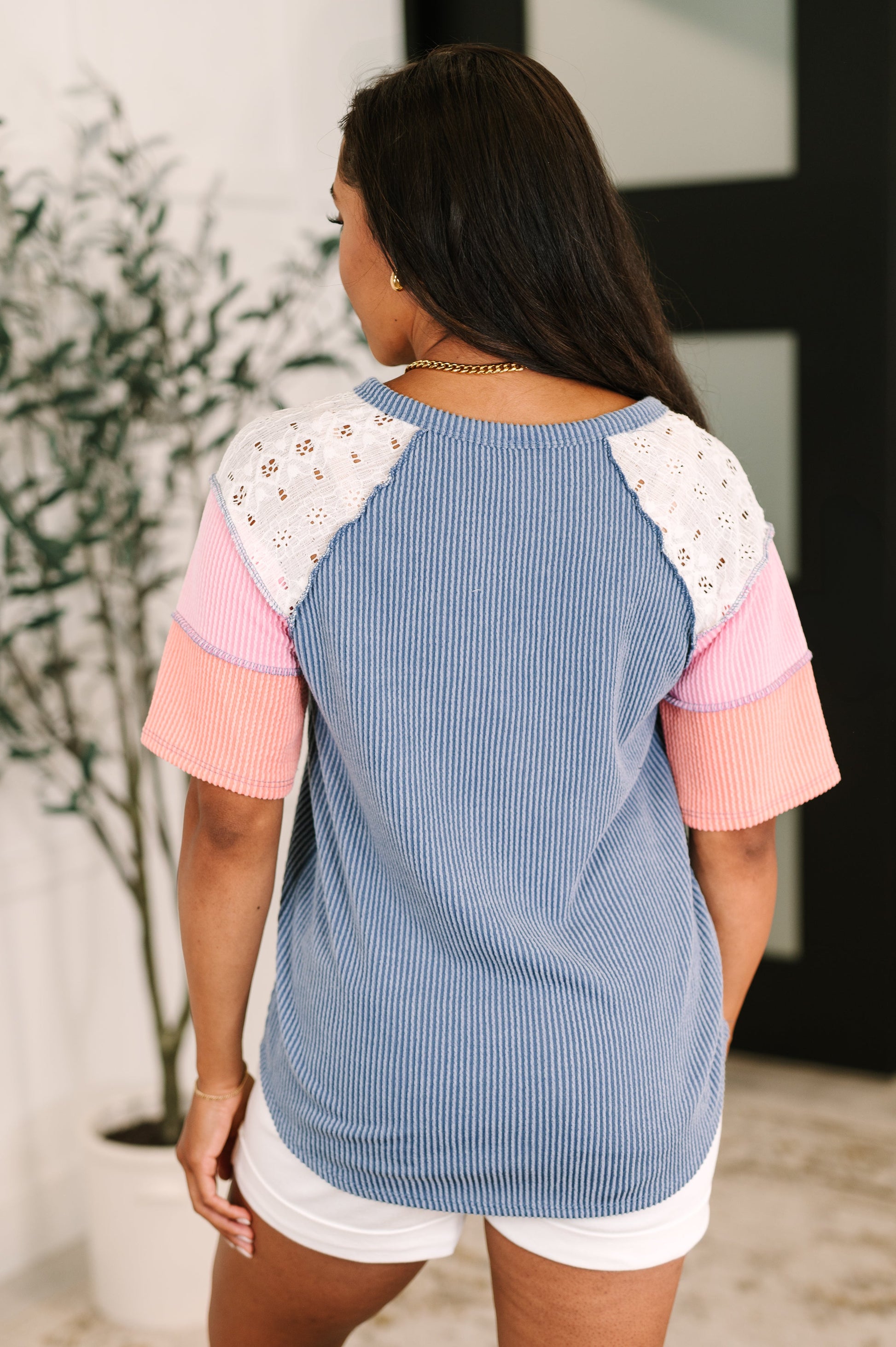 Threaded in Time Contrast Color Block Top - Southern Divas Boutique