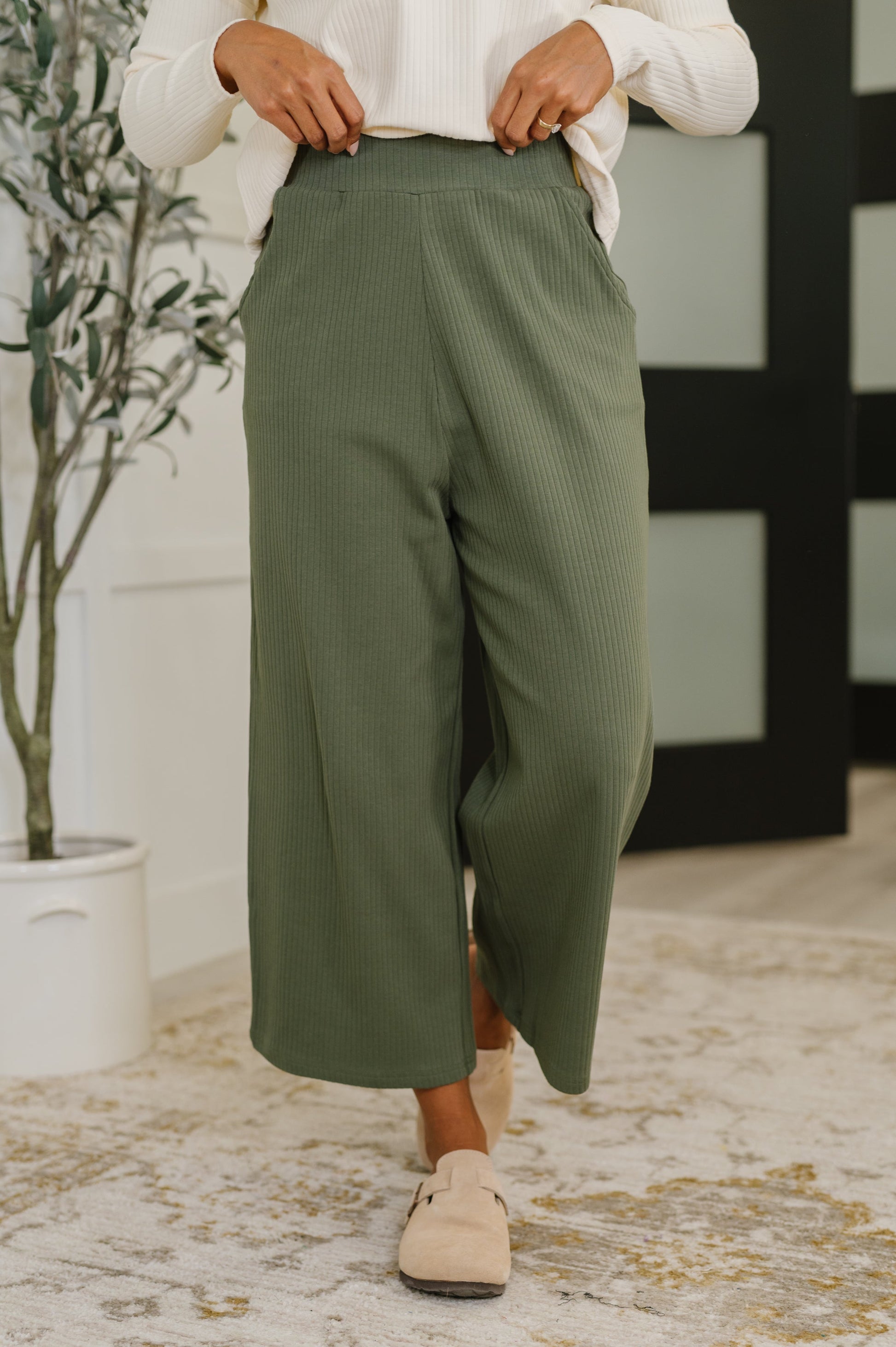 Thyme Culottes in Dusty Pine - Southern Divas Boutique